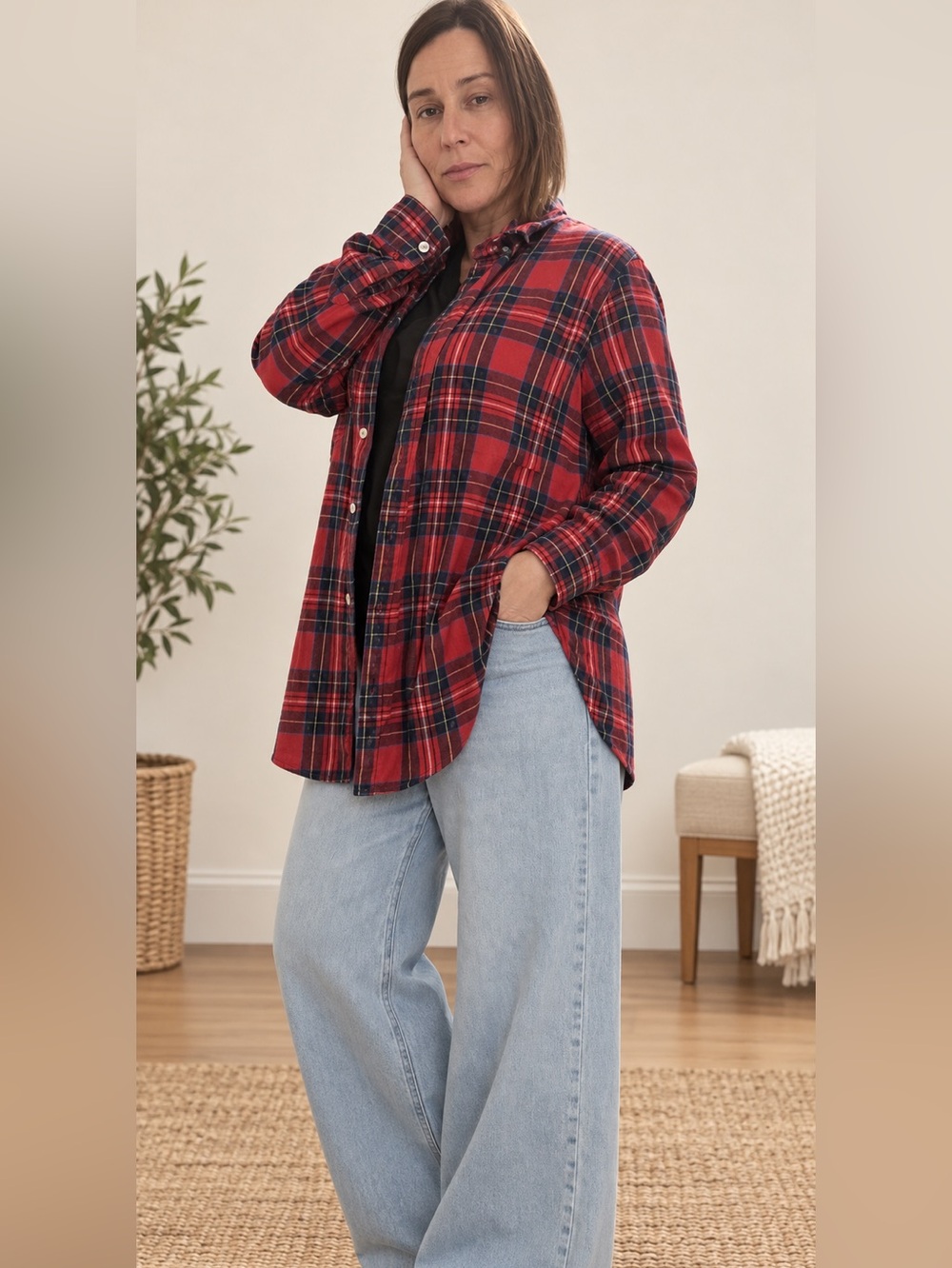 Old Navy The Classic Shirt Red Plaid Flannel XXL